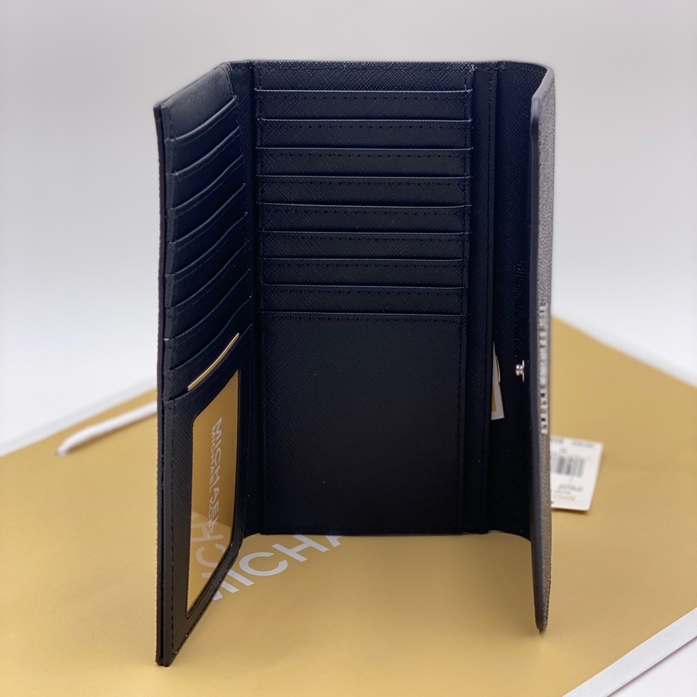 Michael Kors Jet Set Travel Trifold Wallet Black - Picture 5 of 11